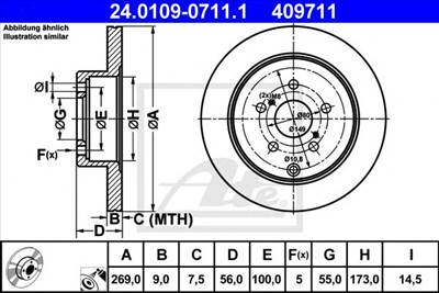 ATE 24.0109-0711.1 - féktárcsa TOYOTA