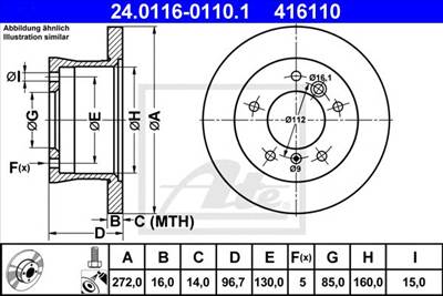 ATE 24.0116-0110.1 - féktárcsa MERCEDES-BENZ VW
