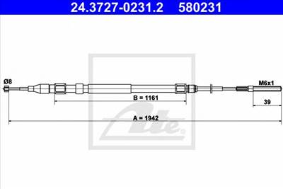 ATE 24.3727-0231.2 - Kézifék bowden BMW