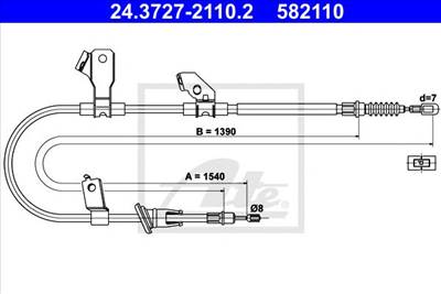 ATE 24.3727-2110.2 - Kézifék bowden MITSUBISHI