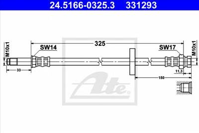 ATE 24.5166-0325.3 - fékcső SKODA VW
