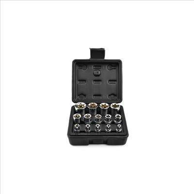 E-torx dugókulcs készlet E4-E24 1/4″, 3/8″, 1/2″ 14 részes