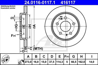 ATE 24.0116-0117.1 - féktárcsa DAIHATSU TOYOTA