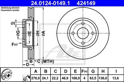 ATE 24.0124-0149.1 - féktárcsa FORD