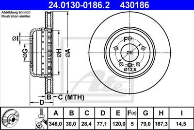 ATE 24.0130-0186.2 - féktárcsa BMW