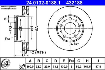 ATE 24.0132-0188.1 - féktárcsa CITROËN FIAT OPEL PEUGEOT VAUXHALL
