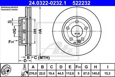 ATE 24.0322-0232.1 - féktárcsa MERCEDES-BENZ