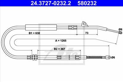 ATE 24.3727-0232.2 - Kézifék bowden BMW