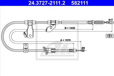 ATE 24.3727-2111.2 - Kézifék bowden MITSUBISHI