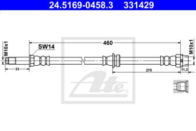 ATE 24.5169-0458.3 - fékcső BMW
