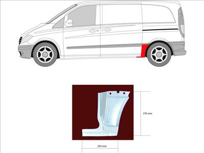 Mercedes Viano 2010-2014 W639 - Hátsó sárvédő első r. jobb tolóajtós (t.t: 3200mm)