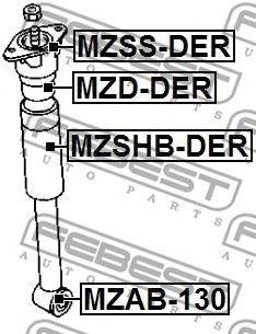 FEBEST MZSS-DER - lengéscsillapító rögzités FORD FORD AUSTRALIA FORD USA MAZDA