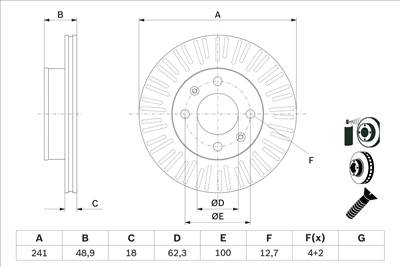 BOSCH 0 986 479 E73 - féktárcsa HYUNDAI KIA