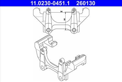ATE 11.0230-0451.1 - féknyereg tartó AUDI SEAT SKODA VW