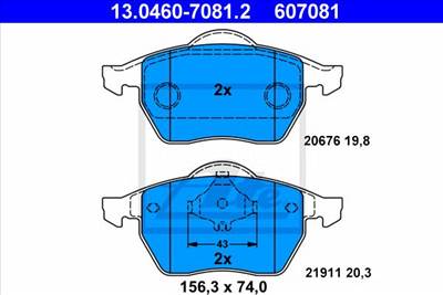 ATE 13.0460-7081.2 - fékbetét AUDI SEAT SKODA VW