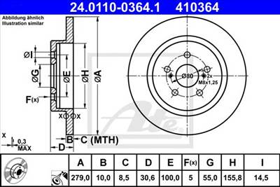 ATE 24.0110-0364.1 - féktárcsa LEXUS TOYOTA