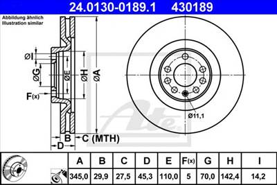 ATE 24.0130-0189.1 - féktárcsa OPEL SAAB VAUXHALL