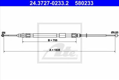 ATE 24.3727-0233.2 - Kézifék bowden BMW