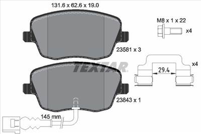 Fékbetét készlet TEXTAR 2358102 for SEAT, SKODA, VW, AUDI