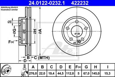 ATE 24.0122-0232.1 - féktárcsa MERCEDES-BENZ