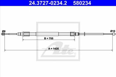 ATE 24.3727-0234.2 - Kézifék bowden BMW
