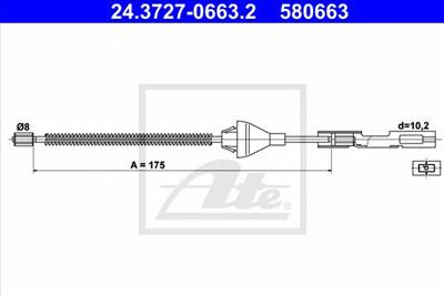 ATE 24.3727-0663.2 - Kézifék bowden FORD MAZDA