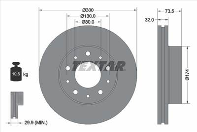 féktárcsa TEXTAR 92157303 for CITROËN, FIAT, PEUGEOT, RAM
