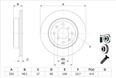 BOSCH 0 986 479 E75 - féktárcsa OPEL SUBARU SUZUKI