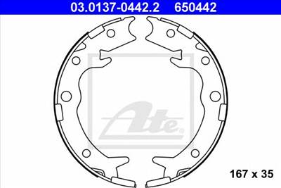 ATE 03.0137-0442.2 - kézifék fékpofakészlet HONDA