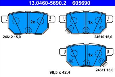 ATE 13.0460-5690.2 - fékbetétkészlet, tárcsafék LEXUS SUBARU TOYOTA