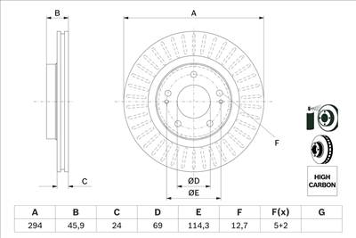 BOSCH 0 986 479 E76 - féktárcsa CITROËN MITSUBISHI PEUGEOT