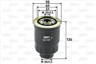 VALEO 587707 - Üzemanyagszűrő ASIA MOTORS HYUNDAI ISUZU KIA MAZDA MITSUBISHI SUZUKI VAUXHALL