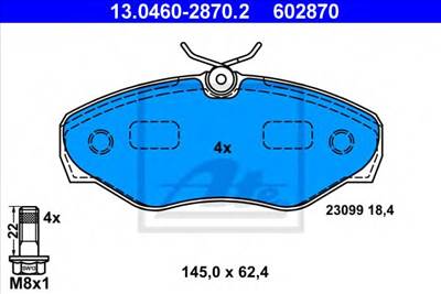 ATE 13.0460-2870.2 - fékbetét NISSAN OPEL RENAULT VAUXHALL