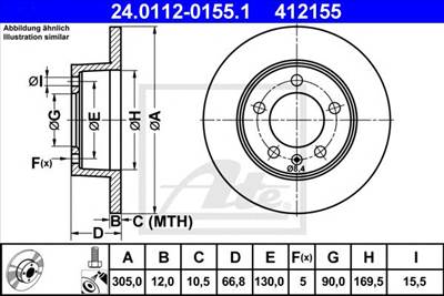 ATE 24.0112-0155.1 - féktárcsa NISSAN OPEL RENAULT VAUXHALL