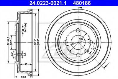 ATE 24.0223-0021.1 - fékdob OPEL VAUXHALL