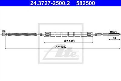 ATE 24.3727-2500.2 - Kézifék bowden SKODA