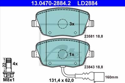 ATE 13.0470-2884.2 - fékbetét SEAT SKODA VW
