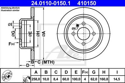 ATE 24.0110-0150.1 - féktárcsa BMW