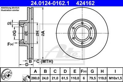 ATE 24.0124-0162.1 - féktárcsa OPEL RENAULT VAUXHALL