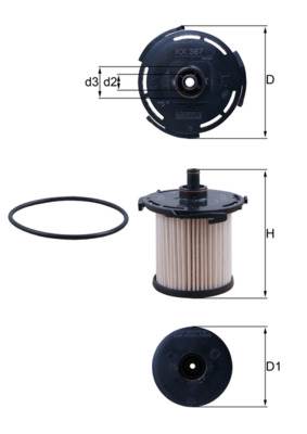 MAHLE KX 387D - Üzemanyagszűrő FORD