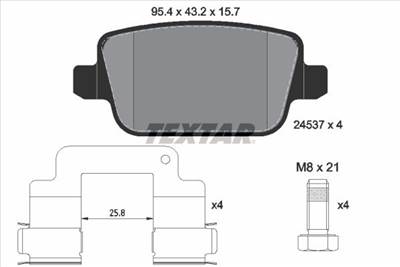 Fékbetét készlet TEXTAR 2453701 for LAND ROVER, PROTON