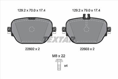 TEXTAR 2260203 - fékbetétkészlet, tárcsafék MERCEDES-BENZ MERCEDES-BENZ (BBDC)