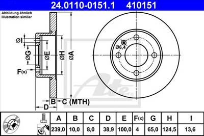 ATE 24.0110-0151.1 - féktárcsa AUDI SEAT VW