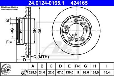 ATE 24.0124-0165.1 - féktárcsa PORSCHE