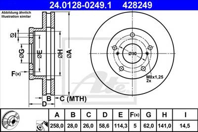 ATE 24.0128-0249.1 - féktárcsa TOYOTA