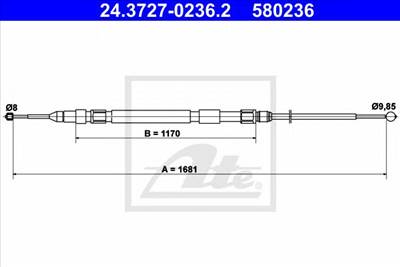 ATE 24.3727-0236.2 - Kézifék bowden BMW