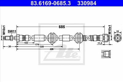 ATE 83.6169-0685.3 - fékcső VW