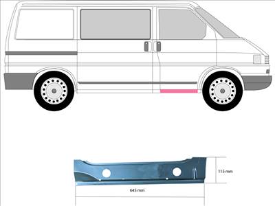 VW T4 1990-1995 Caravelle/Multivan - Belső küszöb jobb