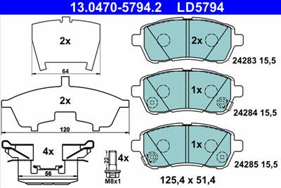 ATE 13.0470-5794.2 - fékbetétkészlet, tárcsafék DAIHATSU MAZDA SUBARU SUZUKI