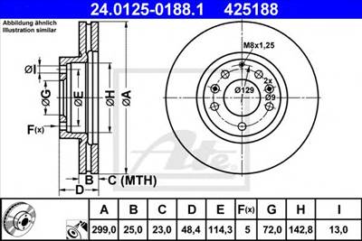 ATE 24.0125-0188.1 - féktárcsa MAZDA